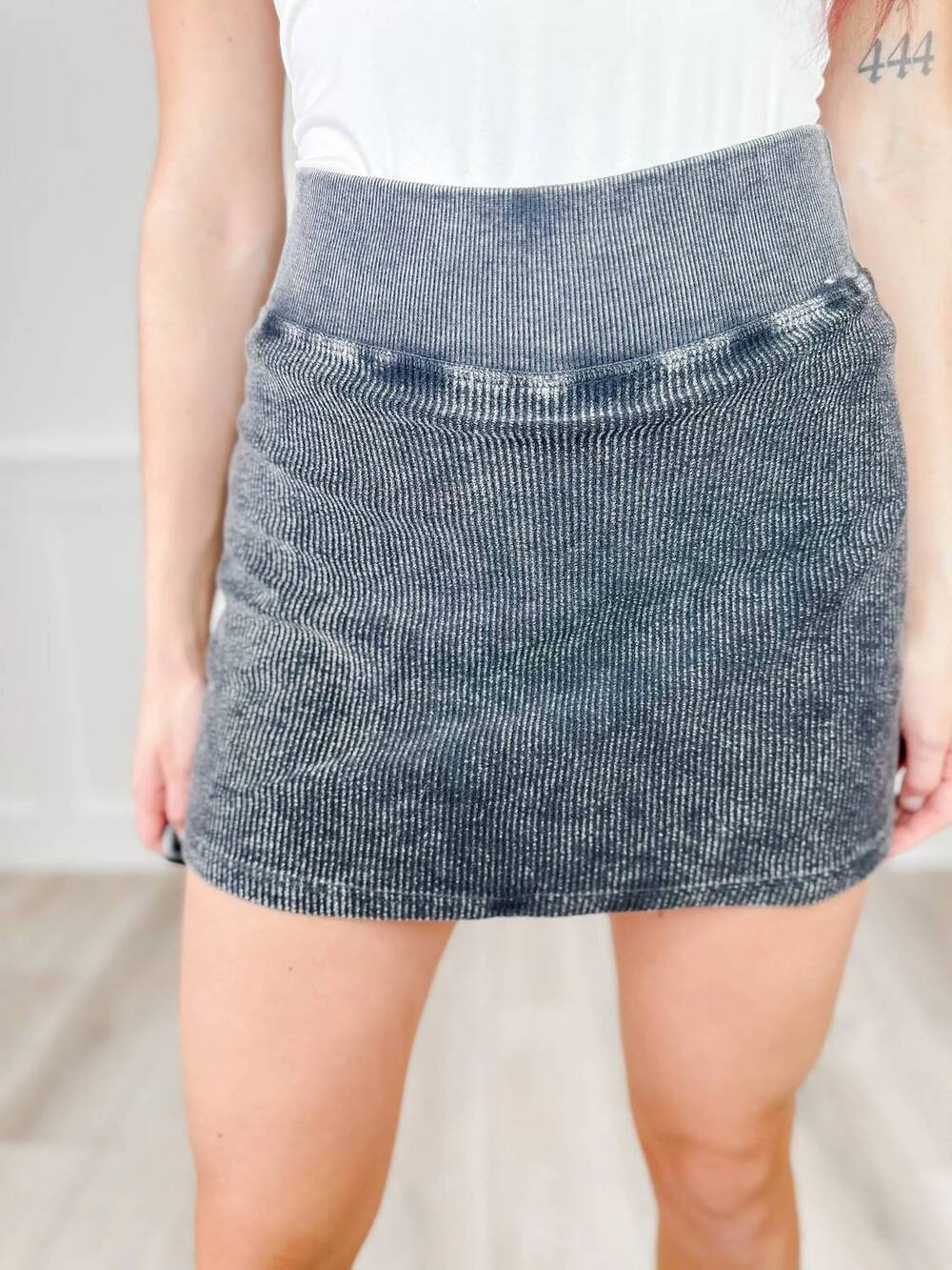 NEW MOON RYDER snitch my heart high-rise corded skort in black